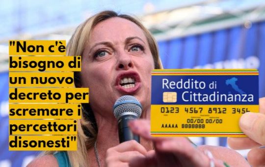 Giorgia meloni taglia i redditi di cittadinanza