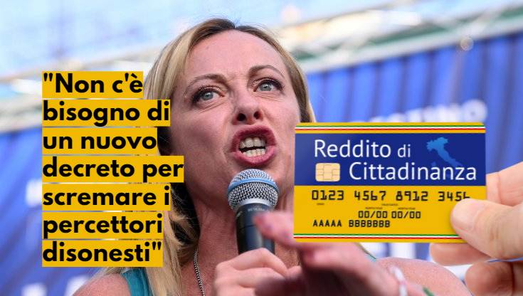 Giorgia meloni taglia i redditi di cittadinanza