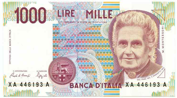 mille lire maria montessori serie sostitutive